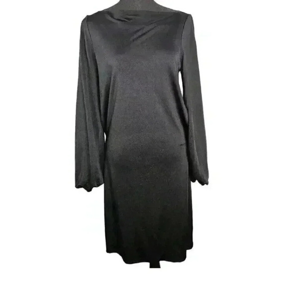 Ralph Lauren Black Label Sil Womens Back Zip Crew Neck Shift Dress Black Size XS - Picture 3 of 16
